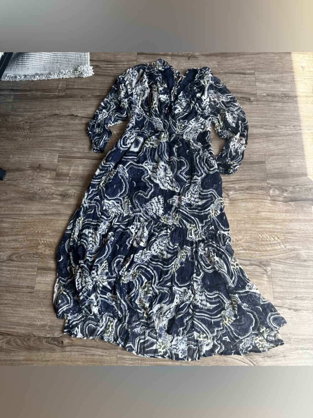 NWT Anthropologie Printer Johnson Long-Sleeve V-Neck Textured Midi Dress sz XLP - Picture 5 of 12